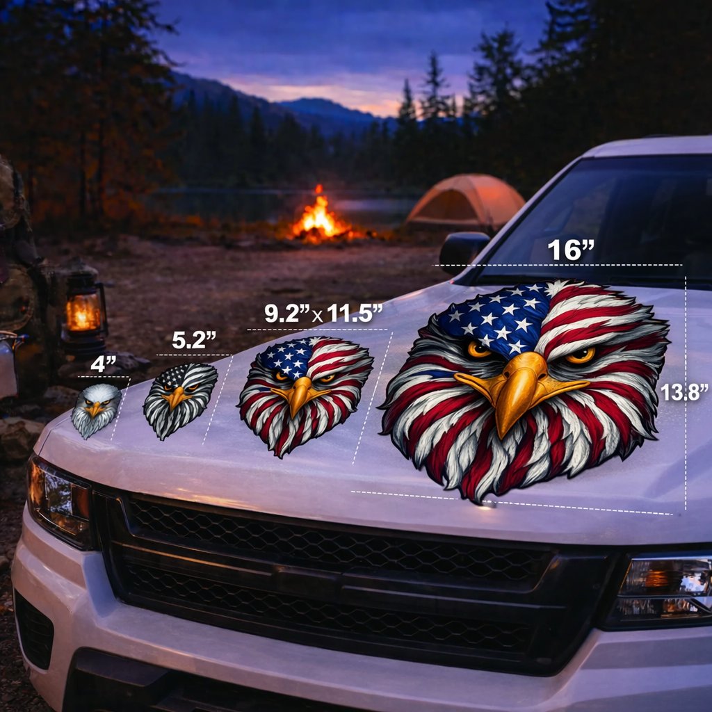 🔥Last Day 49% OFF - 🦅Reflective Eagle Eyes USA Flag Decal – Waterproof Patriotic Vinyl Sticker for Trucks, Cars & Gear