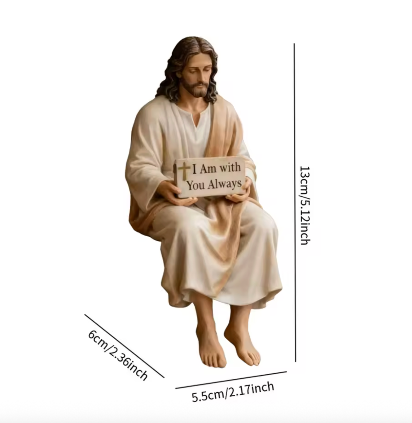 Hand-Painted Resin Jesus Figurine ~ Honoring Veterans