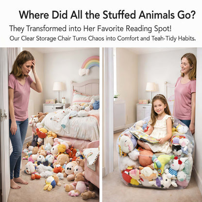 Clear Stuffed Animal Storage Bean Bag Chair🧸✨